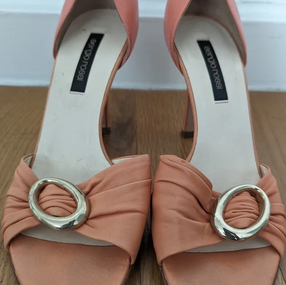 Sergio Rossi open toe peach leather pumps 37 EU/US 7 - Picture 3 of 5